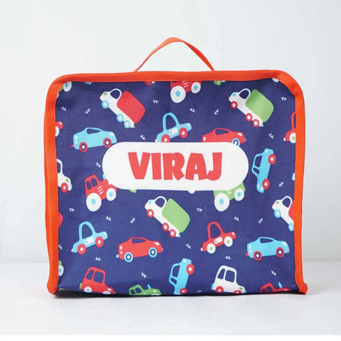 Personalised Organizers Bag and Steel Bottle With Straw Combo for Kids